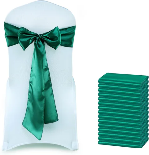 Miniatura 10 de MDS Bandas de Satén para Sillas, Paquete de 50, 7"x108" Cada Una, Lazos Decorativos de Cinta para Respaldos de Sillas para Fiestas de Navidad, Cena