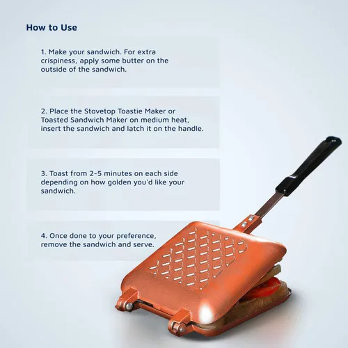 Miniatura 4 de Jean-Patrique Toastie Maker - Prensa de panini de cerámica de cobre - Máquina de queso a la parrilla antiadherente - Sandwichera tostada