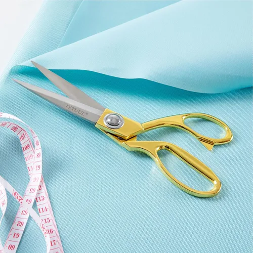 Miniatura 5 de Tijeras de sastre profesionales resistentes, afiladas de acero inoxidable de 8 pulgadas, tijeras de modista doradas, tijeras de tela multiusos