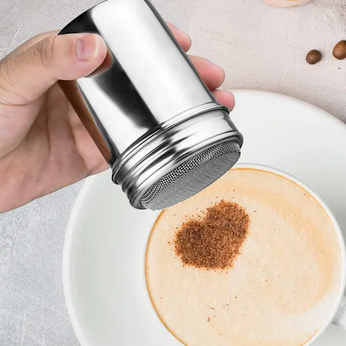 Miniatura 6 de 1 pieza de agitador de polvo de azúcar de acero inoxidable con tapa, agitador de malla fina para polvo de canela para bicarbonato de sodio, cacao