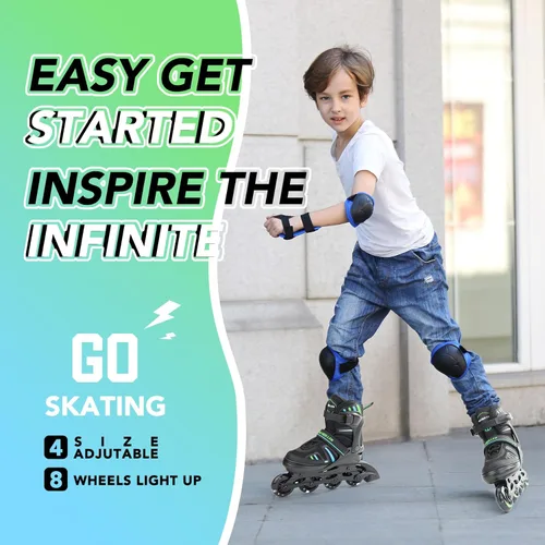 Miniatura 2 de METROLLER Patines en línea ajustables para niñas y niños con ruedas iluminadas, patines en línea para niños y jóvenes, cuchillas divertidas