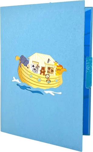 Miniatura 5 de Tarjeta de felicitación desplegable de animales de dibujos animados, barco, aventura, viaje, regalo para niños, cumpleaños, agradecimiento, familia