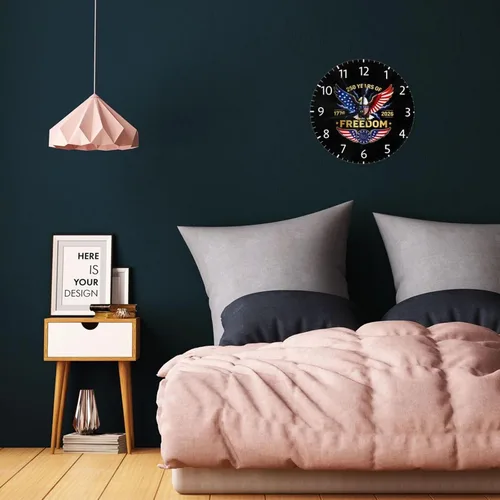 Miniatura 7 de Round Wall Clock 1776-2026 Commemorative Silent Non-Ticking Decorative Clocks Battery Operated Patriotic Eagle Quartz Quiet Desk Clocks for Home