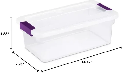 Miniatura 2 de Sterilite Caja de almacenamiento Clearview de 6 cuartos (Qt) con pestillos morados
