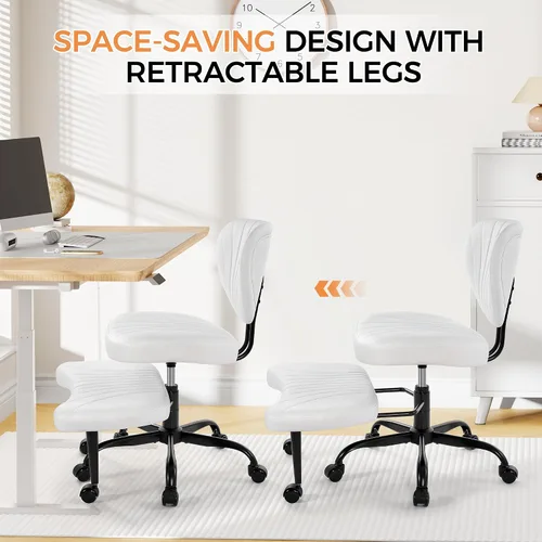 Miniatura 9 de Silla de Oficina para Sentarse con Piernas Cruzadas, Silla Ergonómica Criss Cross con Ruedas, Silla de Meditación Giratoria 360° de Altura Ajustable