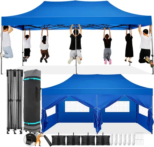 Miniatura 52 de COBIZI Toldo desplegable de 6.6 x 6.6 pies sin pared lateral, toldo resistente UPF 50+ para todas las estaciones, resistente al viento e Azul