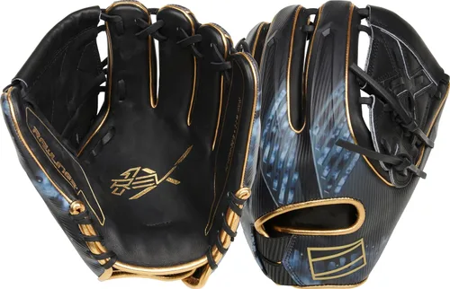 Rawlings | Guante de béisbol REV1X Negro/dorado | 2 piezas de tela sólida