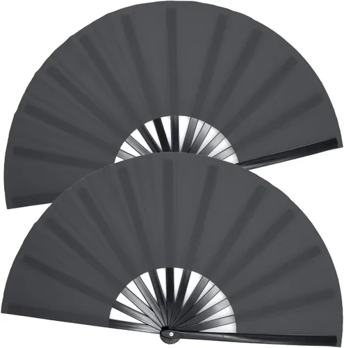 Miniatura 9 de OMyTea Abanicos de mano plegables grandes para hombres y mujeres, ventiladores de mano chinos japoneses de Kung Fu Tai Chi - para EDM, festival
