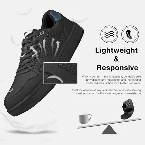 Miniatura 5 de SPIEZ Zapatos de trabajo antideslizantes para hombres y mujeres, zapatos de servicio de alimentos antideslizantes y resistentes al aceite, zapatos
