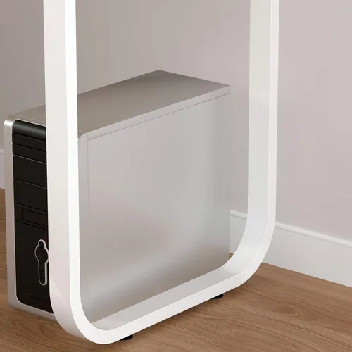 Miniatura 8 de Homsee Escritorio de esquina para computadora de oficina en casa con 3 cajones y 2 estantes, mesa de estudio grande en forma de L de 55 pulgadas