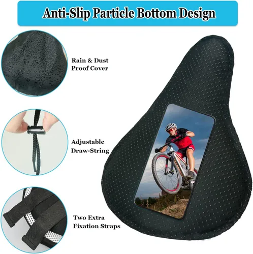 Miniatura 5 de Geronmine Funda de Asiento de Bicicleta de Gel Acolchada Cubiertas de Sillín de Bicicleta para Mujeres y Hombres, Funda de Cojín de Asiento