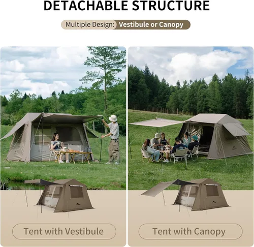 Miniatura 3 de Naturehike Village Tienda de Campaña Instantánea, Tienda de Campaña para 4 Personas y 8 Personas con Toldo Completo, Tiendas de Campaña Impermeables
