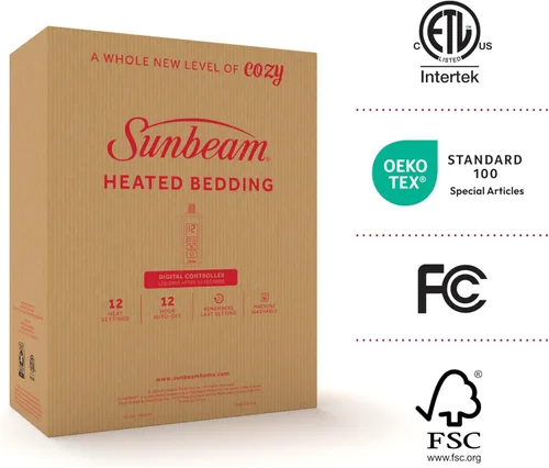Miniatura 9 de Sunbeam Manta eléctrica de forro polar Royal Ultra de tamaño completo, 84" x 72", 12 ajustes de calor, apagado automático seleccionable de 12 horas