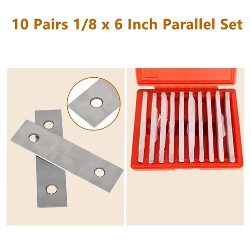 Miniatura 3 de kimllier 10 pares de 1/8 x 6 pulgadas de acero paralelo conjunto de alta precisión de calibre de calibre de bloque maquinista emparejado delgado