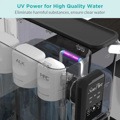Miniatura 8 de SimPure Y9A UV Filtro de agua de ósmosis inversa de sobremesa, remineralización alcalina 300 GPD de 6 etapas de purificación, sistema de filtración