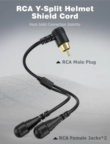 Miniatura 4 de Mellbree Snowmobiles - Cable divisor en Y de RCA para casco, de 10 pulgadas con conector dorado para calentador y visera o para dos personas