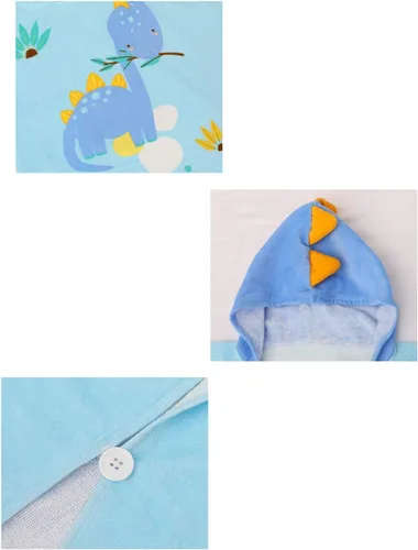 Miniatura 4 de TONWHAR Toalla de playa de algodón con capucha para baño, piscina/playa para niños, diseño de animales de dibujos animados, para bebés y niños Nuevo