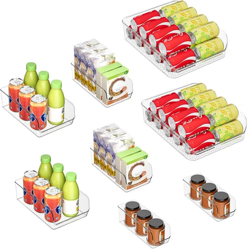 Miniatura 11 de Ettori Organizador de botellas de agua, paquete de 2 cubos organizadores de refrigerador y contenedores de almacenamiento transparentes