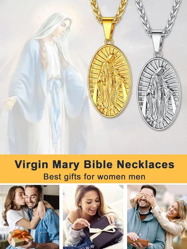 Miniatura 120 de U7 Saint Benedict/Michael Medal Necklace, 316L Stainless Steel Virgin Mary Necklace for Men Women, Bible Verse Protection Necklace Catholic