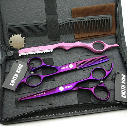 Miniatura 2 de Juego de tijeras de corte de pelo de 5.5 pulgadas con peines de afeitar, estuche para tijeras de cuero, tijeras de corte de cabello, tijeras