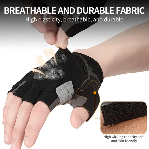 Miniatura 5 de Souke Sports Guantes de ciclismo para hombre con almohadillas de gel, guantes de bicicleta de medio dedo, ligeros, antideslizantes, absorben