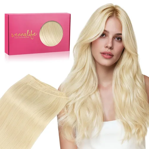 Miniatura 12 de WENNALIFE Extensiones de cabello humano real, 20 pulgadas, 3.53 onzas, color marrón chocolate, trama, cabello Remy atado a mano, extensiones