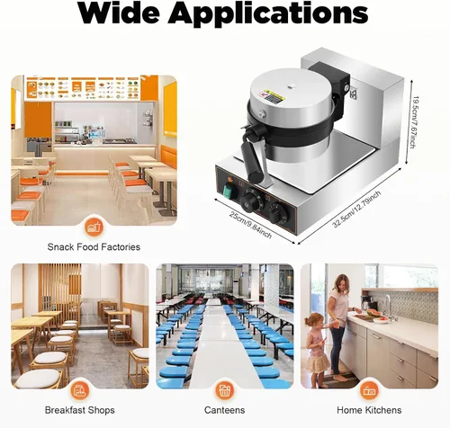 Miniatura 2 de LYNICESHOP Máquina eléctrica de gofres, sandwichera de prensa Panini, heladería, hamburguesería brioche, máquina de prensa panini, placas