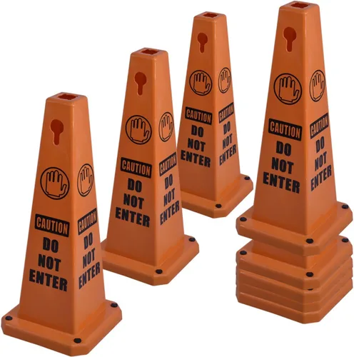 Conos de precaución de 26.5 pulgadas, letreros de seguridad visibles de 4 lados con base de goma pesada, advertencia para prevención de resbalones y