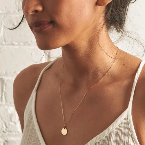 Miniatura 2 de Mevecco - Collar de oro, disco de moneda, zodiaco, 12 constelaciones, estrella conectada, grabado con horóscopo, colgante de astrología, cadena