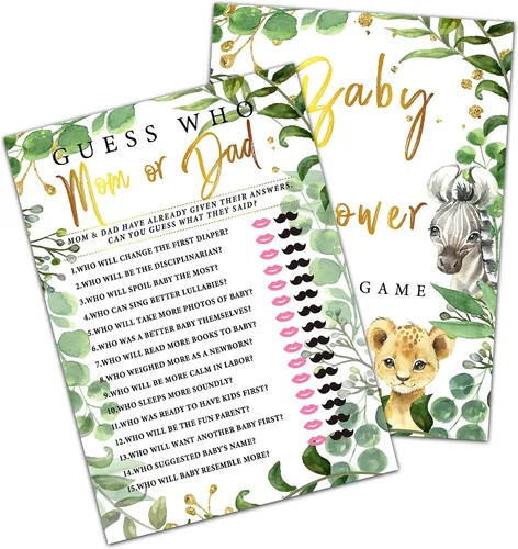 Miniatura 10 de Woodland - Juegos de baby shower, juegos de doble cara con nombre de esa canción de bebé y juego de peleas de bebé (paquete de 30) con 1 tarjeta