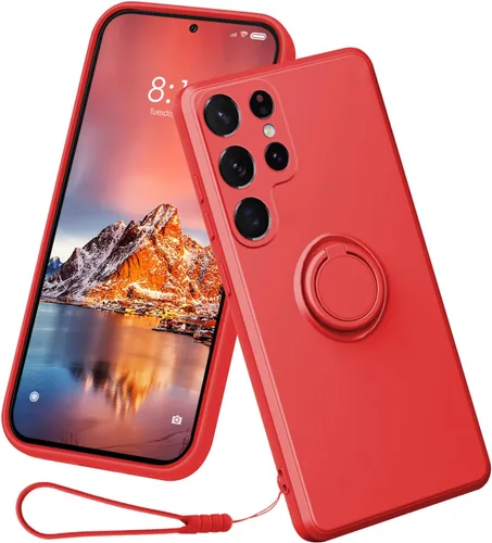 Miniatura 11 de Funda compatible con Samsung Galaxy S22 Ultra (5G 2022 lanzado), silicona con anillo giratorio de 360°, soporte magnético para automóvil, funda