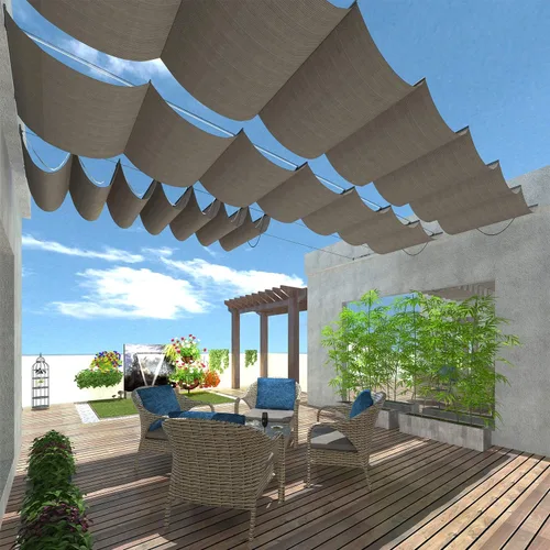 Miniatura 3 de TANG Cubierta de Sombra para Pérgola de 7' x 12', Toldo Retráctil, Toldos de Sombra Solar para Pérgolas de Patio Exterior, Kit para Terraza Patio