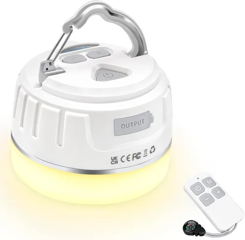 Miniatura 12 de Yonktoo Linterna de camping recargable, 300 horas de funcionamiento, 6400 mAh, IPX5 impermeable para tienda de campaña para camping, senderismo