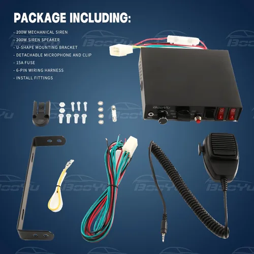 Miniatura 6 de Cuerno de sirena de policía 12V para vehículos, sistema PA de sirenas de emergencia para camión de ambulancia de bomberos, altavoz rectangular 9