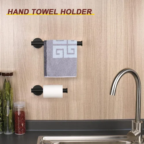 Miniatura 6 de NearMoon Soporte para papel higiénico de baño + toallero de mano, juego de 2 piezas de accesorios de baño, soporte para rollo de papel higiénico