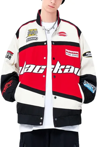 Aelfric Eden Blackair - Chaquetas universitarias para hombre, chaquetas de bombardero vintage, chaqueta de motociclista