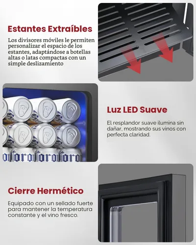 Miniatura 5 de Feelfunn Refrigerador de Bebidas para 24 Latas - Mini Refrigerador con Control Digital de Temperatura, Nevera de Soda Vino Cerveza Bebidas