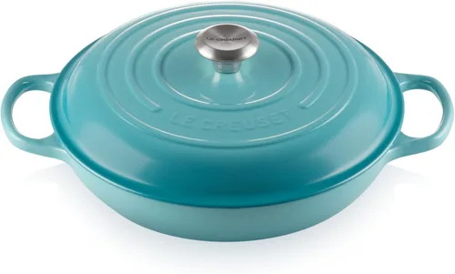 Miniatura 32 de Le Creuset Braiser Signature de hierro fundido esmaltado, 5 cuartos de galón, Flame Llama