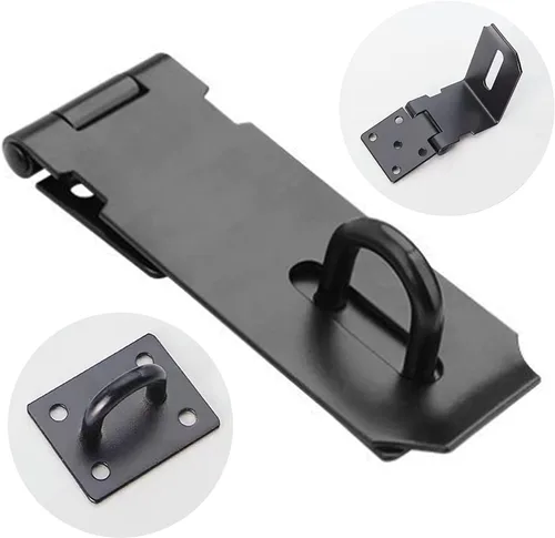 Miniatura 3 de Cerradura de candado de 4 pulgadas para puerta de acero inoxidable, cierre de candado, cerrojo negro, cerrojo de puerta con tornillo de fijación