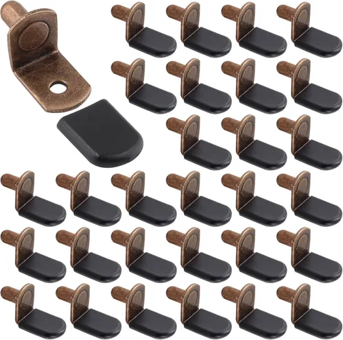 Biaungdo 30 clavijas de soporte para estantes, clips en forma de L de 1/4 pulgadas con funda de goma, clavijas de estante de gabinete para