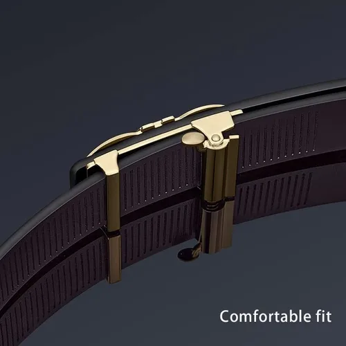 Miniatura 6 de VANNANBA Cinturones de cuero genuino para hombres, vestido de moda diseñador cinturón deslizante para hombres hebilla automática, con caja de regalo
