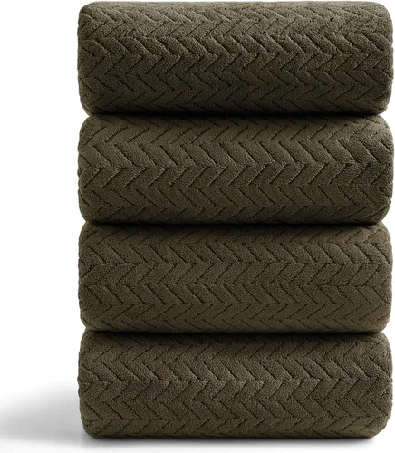 Miniatura 21 de Ferdilan - Juego de 4 toallas de baño grandes de 35 x 70 pulgadas, 600 GSM, ultra suaves y absorbentes, para silla de baño, color negro, toallas