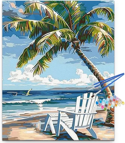 Miniatura 7 de Artunion Árbol de la vida - Pintura por números para adultos principiantes, kits de pintura de paisaje por números, pintura al óleo por números