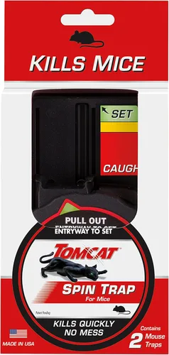 Trampa giratoria Tomcat para ratones, trampa para ratones completamente cerrada que proporciona una muerte rápida y sin desorden, 2 trampas
