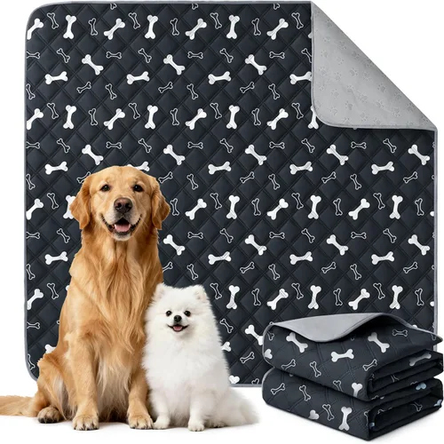 Miniatura 10 de Eterish Almohadillas reutilizables lavables para orina de perros, grandes/extra grandes 36' x 41', paquete de 2, almohadillas absorbentes para Gris