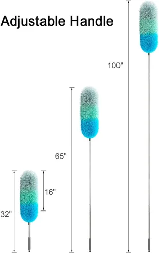 Miniatura 6 de BOOMJOY - Plumero de microfibra con poste de extensión de 100 pulgadas, plumeros para limpieza de techo alto, ventilador, persianas, muebles Verde