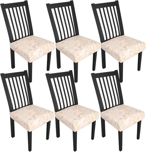 Miniatura 118 de Juego de 4 fundas elásticas para sillas de comedor, fundas para sillas de comedor con estampado floral, fundas para asientos de sillas con estampado