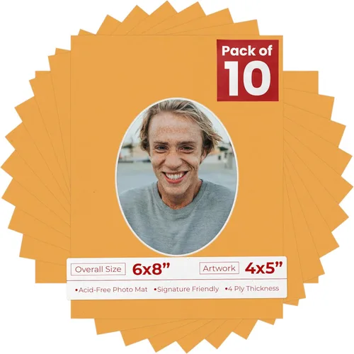 Miniatura 35 de Alfombrilla de 6 x 8 pulgadas, corte biselado para fotos de 4 x 5 pulgadas, diseño ovalado de color gris medio, sin ácidos, mate para proteger tus