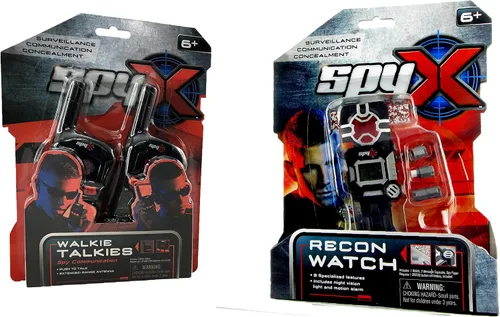 Miniatura 2 de SpyX Walkie Talkies + reloj de reconocimiento. Juego de herramientas de doble agente. Paquete de 2 walkie talkies + un reloj 8 en 1. Artículos