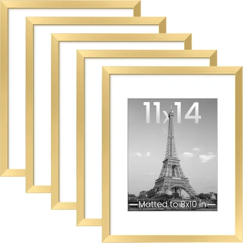 upsimples - Portarretratos de 11 x 14 para galería de fotografías. Marcos para fotos de 8 x 10 pulgadas con paspartú o de 11 x 14 pulgadas sin Dorado